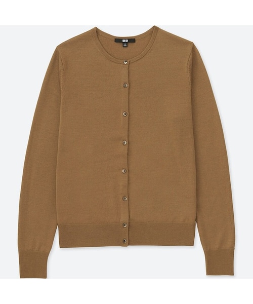 UNIQLO（ユニクロ）の「エクストラファインメリノクルーネックカーディガン（長袖）（ニット/セーター・レディース・BLACK 09/DARK GRAY 08/BROWN 34/OFF WHITE 01/NAVY 69/RED 15/GRAY 04・XL/M/S/XXL/XS/L/3XL）」の5枚目の写真