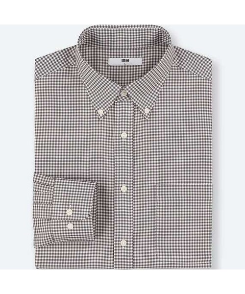UNIQLO（ユニクロ）の「ファインクロスチェックシャツ（ボタンダウン・長袖）（シャツ/ブラウス・メンズ・GRAY 07/NAVY 69・XXL/S/4XL/3XL/M/L/XL/XS）」の2枚目の写真
