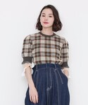 TOGA PULLA チェック トップス 36 新品 check knit top-チェックニットトップ-TOGA PULLA（トーガプルラ