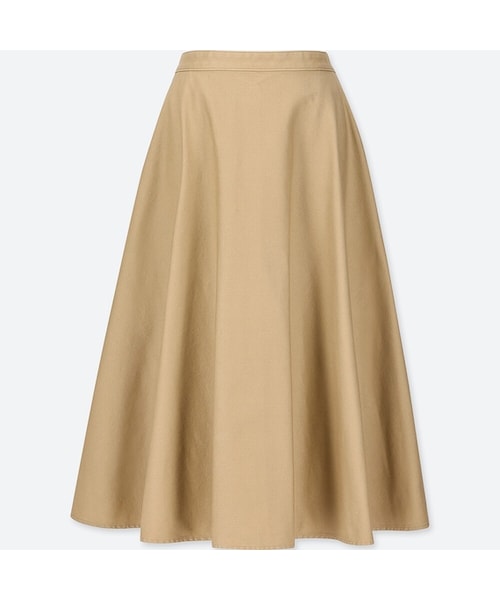 UNIQLO（ユニクロ）の「コットンサーキュラースカート（ハイウエスト・丈標準74～77cm）（スカート・レディース・BROWN 35/BEIGE 32/OLIVE 56・M/L/XL/XXL/S/XS）」の2枚目の写真