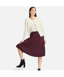 UNIQLO | クレーププリーツスカート（ハイウエスト・丈短め66～69cm）(スカート)