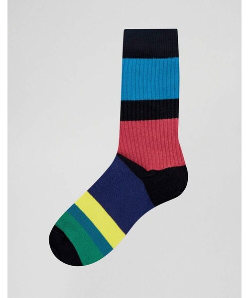 Paul Smith（ポールスミス）の「Paul Smith PS Block Stripe Socks（ソックス/靴下・メンズ・97・One Size）」の2枚目の写真