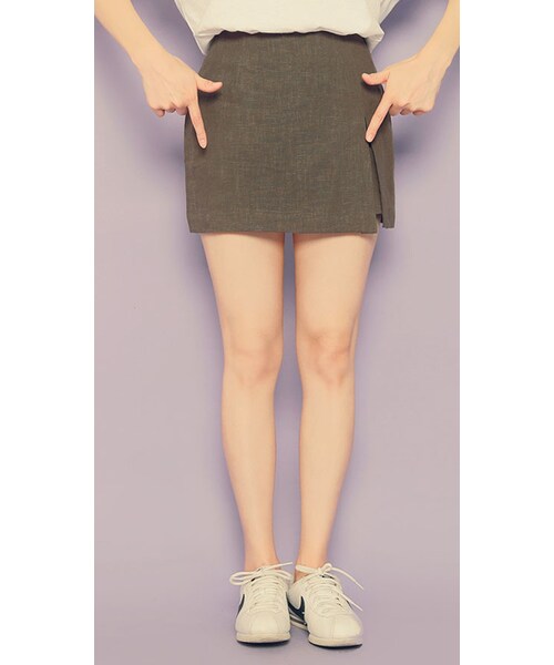 HOTPING（ホッピン）の「リネン混スリットスカパン（その他パンツ・レディース・ベージュ/ブラック/ブラウン・S/M/L/XL/XXL/XXXL）」の3枚目の写真