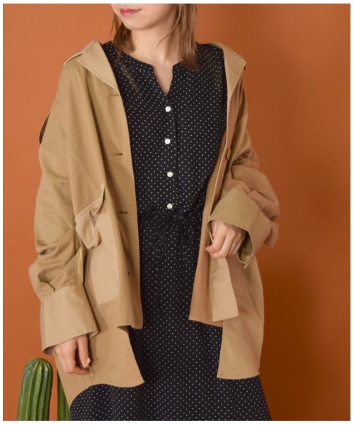 w closet（ダブルクローゼット）の「3色切替ミリタリーBIGシャツはおり