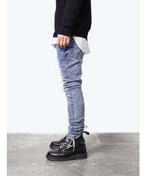 lounge lizard アイスウォッシュ ストレッチ デニム サイズ3 LOUNGE LIZARD（ラウンジリザード）の「STRETCH DENIM×CHEMICAL