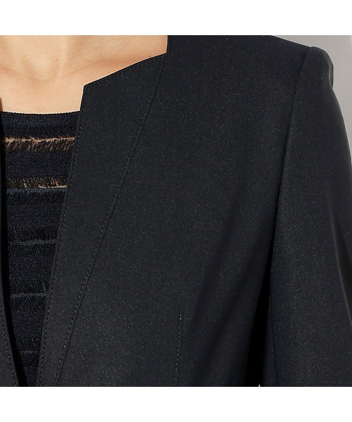 Epoca◆16SS/リネンブレンドストレッチノーカラージャケット/42/ポリエステル/WHT/M5E08-332-01 EPOCA（エポカ）の「リネンブレンドストレッチ ノーカラージャケット