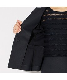 Epoca◆16SS/リネンブレンドストレッチノーカラージャケット/42/ポリエステル/WHT/M5E08-332-01 EPOCA（エポカ）の「リネンブレンドストレッチ ノーカラージャケット