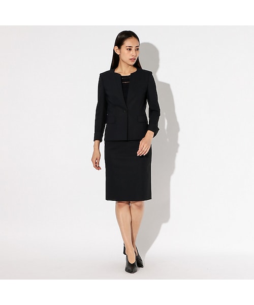 Epoca◆16SS/リネンブレンドストレッチノーカラージャケット/42/ポリエステル/WHT/M5E08-332-01 EPOCA（エポカ）の「リネンブレンドストレッチ ノーカラージャケット