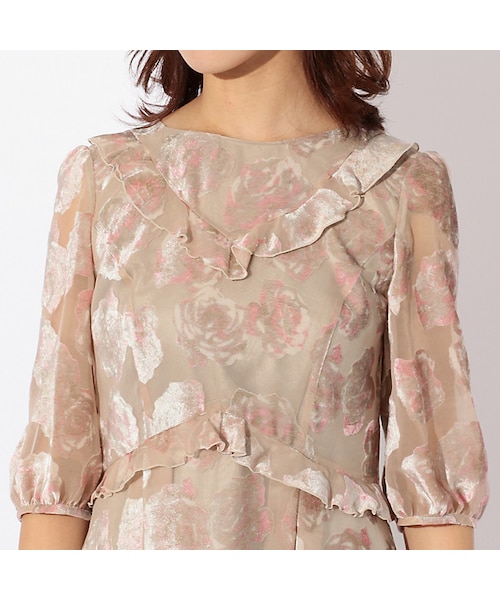 美品　大きいサイズ　トゥービーシック　ローズオパールプリントドレス　ワンピース 美品 大きいサイズ トゥービーシック ローズオパールプリントドレス