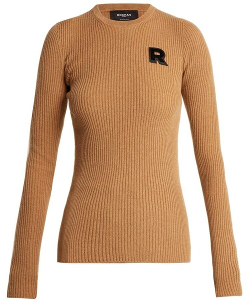 ROCHAS(ロシャス)の「ROCHAS Logo-appliqué ribbed cashmere sweater(ニット/セーター・レディース・Brown・38 It/40 It/42 It/44 It/46 It)」の1枚目の写真