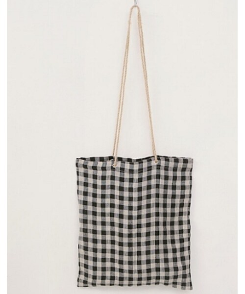 Dailyabout(デイリーアバウト)の「チェック柄リネントートバッグ(トートバッグ・レディース・ベージュ/ブラック・FREE)」の2枚目の写真