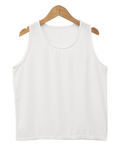 Dailyabout(デイリーアバウト)の「Uネックルーズノースリーブトップス(タンクトップ・レディース・ホワイト/ブラック・FREE)」の1枚目の写真