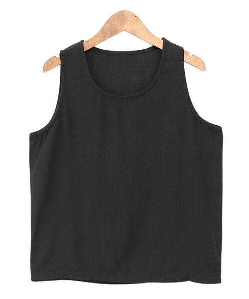 Dailyabout(デイリーアバウト)の「Uネックルーズノースリーブトップス(タンクトップ・レディース・ホワイト/ブラック・FREE)」の2枚目の写真