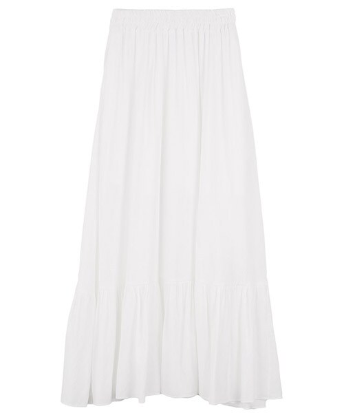 DINT（ディント）の「ゴージャスロングフリルスカート（スカート・レディース・화이트/블랙/베이지・one(44~66size)）」の2枚目の写真