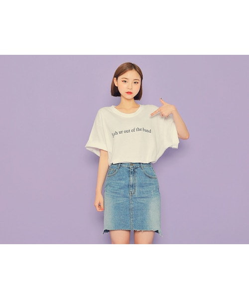 HOTPING（ホッピン）の「UネックフロントレタリングTシャツ（Tシャツ/カットソー・レディース・ブリック/グリーン/ブラック/ホワイト・フリーサイズ(XS-XL)）」の2枚目の写真