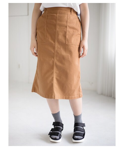E hyphen world gallery(イーハイフンワールドギャラリー)の「・カラーベイカーポケットスカート(スカート・ベージュ/キャメル/カーキ/ネイビー・F)」の1枚目の写真