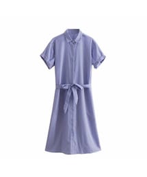 ZARA（ザラ）の「ベルト付きシャツワンピース ストライプ