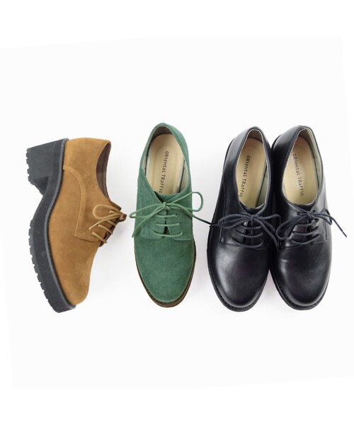 ORiental TRaffic（オリエンタルトラフィック）の「厚底レースアップシューズ（シューズ・レディース・ブラック/キャメル/グリーン・SS/S/M/L/LL/3L）」の9枚目の写真