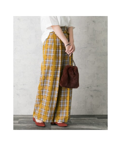 URBAN RESEARCH ROSSO WOMEN（アーバンリサーチ　ロッソ）の「【予約】チェックパンツ（パンツ・レディース・NAVY/MUSTARD・36/38）」の3枚目の写真