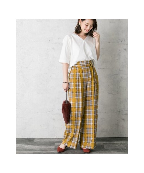 URBAN RESEARCH ROSSO WOMEN（アーバンリサーチ　ロッソ）の「【予約】チェックパンツ（パンツ・レディース・NAVY/MUSTARD・36/38）」の5枚目の写真