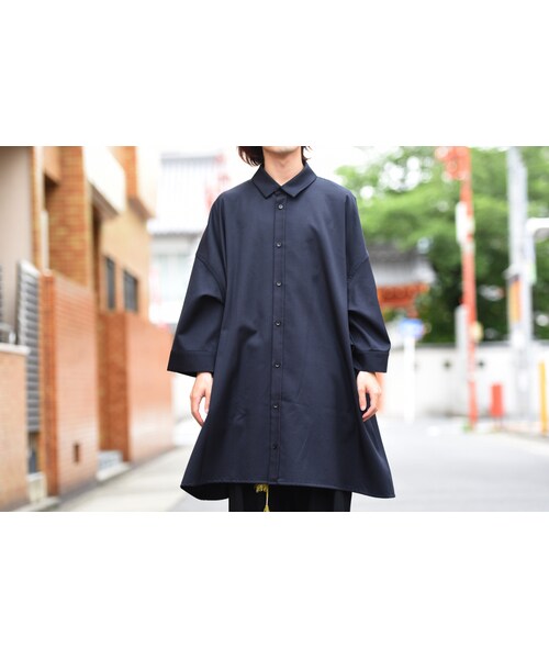 M.Cohen（エムコーエン）の「My Beautiful Landlet ツイルウールビッグシャツ（シャツ/ブラウス・レディース・ブラック/グレー/ブルー・F）」の3枚目の写真