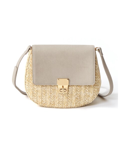 GRL（グレイル）の「ラウンドストローポシェット（ショルダーバッグ・レディース・ブラック/ホワイト/ベージュ・F）」の3枚目の写真