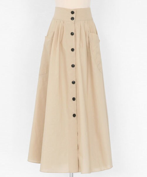 DHOLIC（ディーホリック）の「ボタンタックポケットスカート（スカート・レディース・ブラウン/ベージュ・FREE）」の2枚目の写真