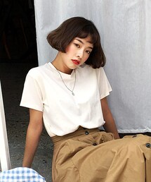 DHOLIC | 半袖ソリッドカラーTシャツ(Tシャツ/カットソー)