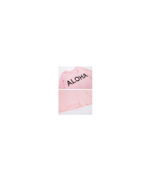 Bobon21（ボボンニジュウイチ）の「ALOHAダメージTシャツ-全１色-（Tシャツ/カットソー・レディース・ピンク・Free）」の2枚目の写真