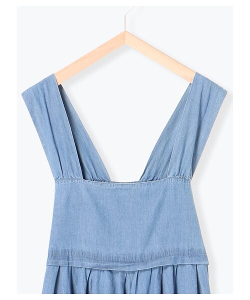 ehka sopo（エヘカソポ）の「ギャザーサロペット（オールインワン・サロペット・グレー/ブラック/ブルー・M）」の3枚目の写真