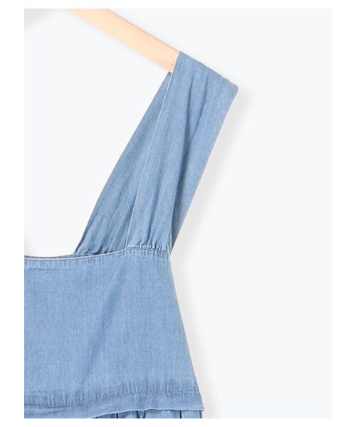 ehka sopo（エヘカソポ）の「ギャザーサロペット（オールインワン・サロペット・グレー/ブラック/ブルー・M）」の4枚目の写真