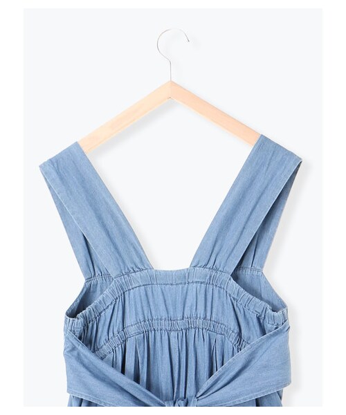 ehka sopo（エヘカソポ）の「ギャザーサロペット（オールインワン・サロペット・グレー/ブラック/ブルー・M）」の6枚目の写真