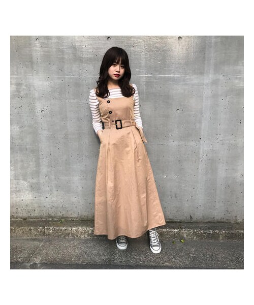 ADIRA（アディラ）の「trench sundress（ジャンパースカート・レディース・ブラウン/ベージュ・FREE）」の2枚目の写真