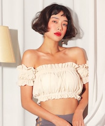 DHOLIC | フリルヘムオフショルビキニトップ(水着)