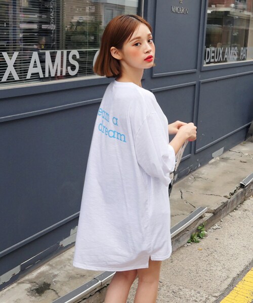 DHOLIC（ディーホリック）の「バックレタリングボクシーTシャツ（Tシャツ/カットソー・レディース・ブラック/ホワイト/イエロー・FREE）」の2枚目の写真