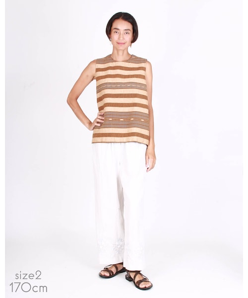 45R（フォーティファイブアール）の「イカットボーダーNO SLEEVE TOP