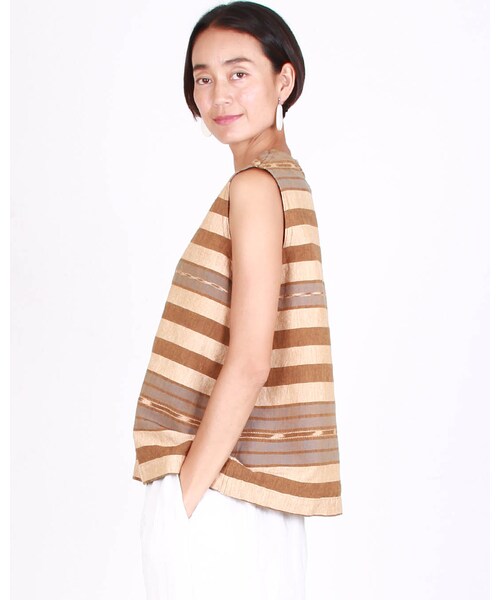45R（フォーティファイブアール）の「イカットボーダーNO SLEEVE TOP 