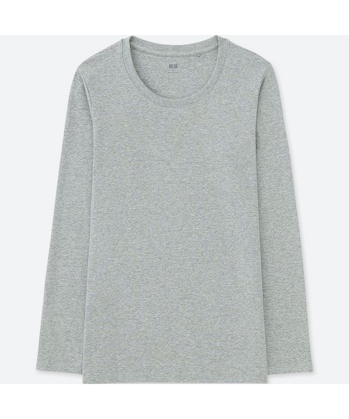 UNIQLO（ユニクロ）の「コンパクトコットンクルーネックT（長袖）（Tシャツ/カットソー・レディース・DARK GREEN 58/BLACK 09/PINK 10/YELLOW 47/BLUE 67/GRAY 03/WHITE 00/PINK 12/DARK GRAY 08/NAVY 69・S/XS/M/3XL/L/XXL/XL）」の3枚目の写真