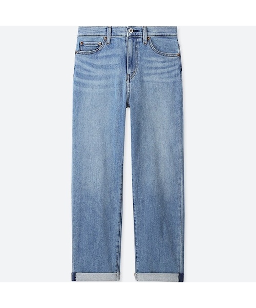 UNIQLO（ユニクロ）の「ハイライズストレートアンクルジーンズ（丈長め76cm）（デニムパンツ・レディース・BLUE 65/WHITE 00/BLUE 68/NAVY 69・32/23/25/34/26/27/30/24/21/36/29/22/28）」の2枚目の写真