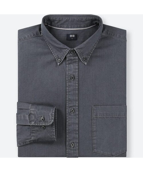 UNIQLO（ユニクロ）の「デニムシャツ（長袖）（シャツ/ブラウス・メンズ・GRAY 07/BLUE 63/BLUE 68・3XL/S/L/XL/4XL/M/XS/XXL）」の2枚目の写真