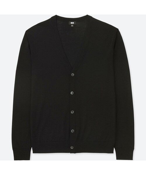 UNIQLO（ユニクロ）の「エクストラファインメリノVネックカーディガン（長袖）（ニット/セーター・メンズ・NAVY 69/GRAY 03/BLACK 09/DARK GRAY 08・XXL/XL/3XL/M/4XL/XS/L/S）」の2枚目の写真