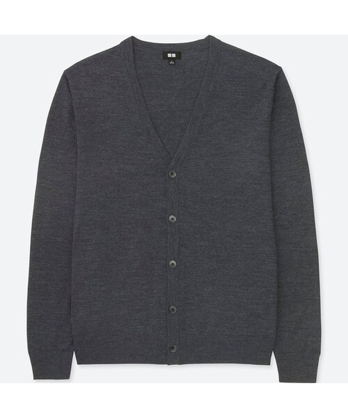 UNIQLO（ユニクロ）の「エクストラファインメリノVネックカーディガン（長袖）（ニット/セーター・メンズ・NAVY 69/GRAY 03/BLACK 09/DARK GRAY 08・XXL/XL/3XL/M/4XL/XS/L/S）」の3枚目の写真