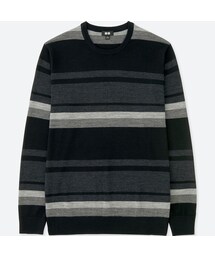 UNIQLO | エクストラファインメリノボーダークルーネックセーター（長袖）(ニット/セーター)