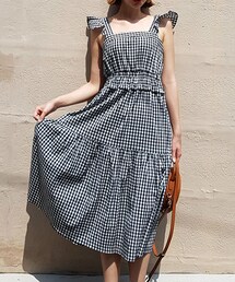 DHOLIC | ショルダーフリルチェックワンピース(ワンピース)
