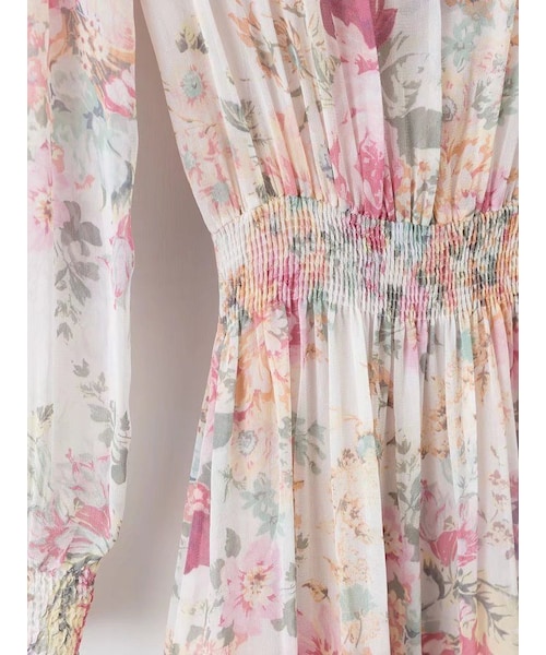 ZARA ザラ 花柄 プリーツシフォンロンパース ワンピース黒（ZARA ザラ 