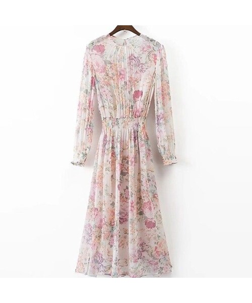 Zara ザラ の フローラルシフォンワンピースドレス 花柄 ロングワンピース ワンピース Wear