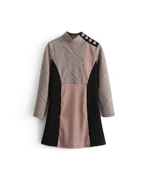 ZARA ザラストライプチェックパッチワークワンピース ZARA ザラストライプチェックパッチワークワンピース (ZARA