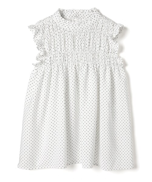 GRL（グレイル）の「ドットシャーリングハイネックフリルトップス（シャツ/ブラウス・レディース・ブラック/オフホワイト・M）」の2枚目の写真