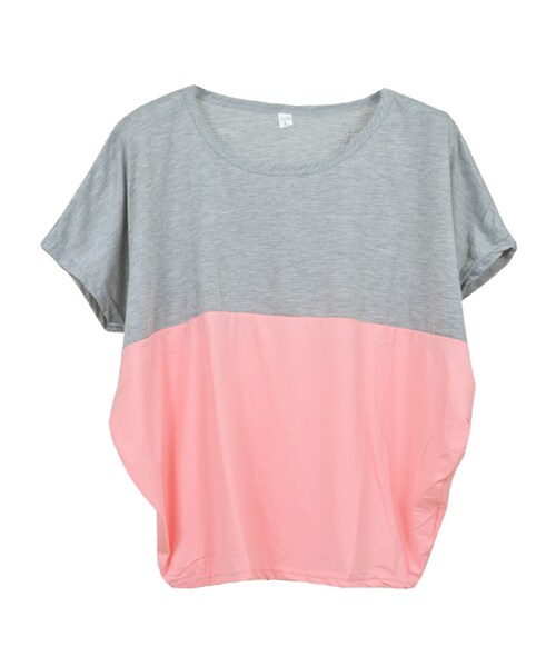 STYLEBLOCK（スタイルブロック）の「シフォン切替トップス（Tシャツ/カットソー・レディース・ホワイト/グレー・M）」の2枚目の写真