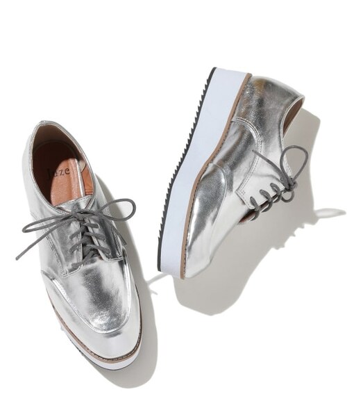 VIS（ビス）の「【SS・LLサイズ店舗限定】プラットフォームレースアップシューズ（シューズ・レディース・シルバー/ブラック・M/SS/S/LL/L）」の2枚目の写真